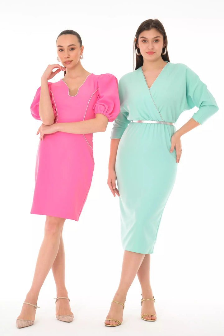 FRV Pink crepe 3/4 sleeve mini dress - Granada
