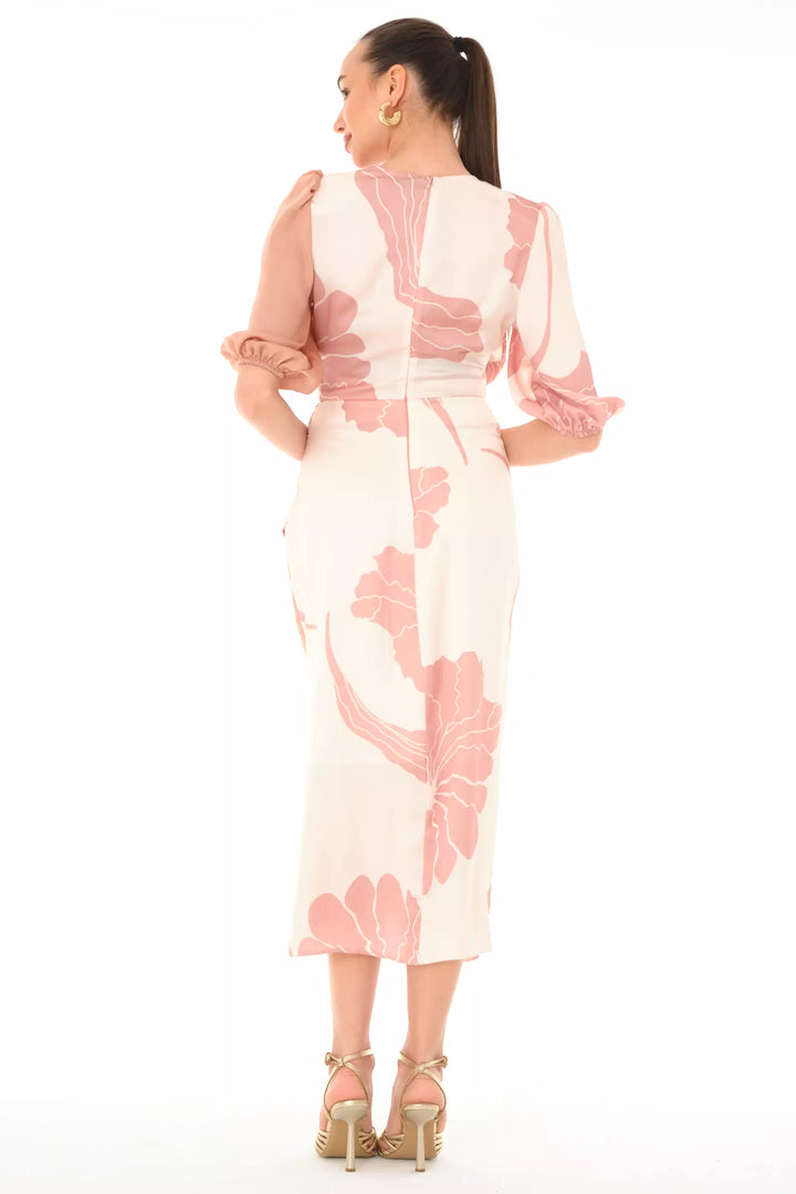 FRV Printed satin long sleeve midi dress - Mishawaka