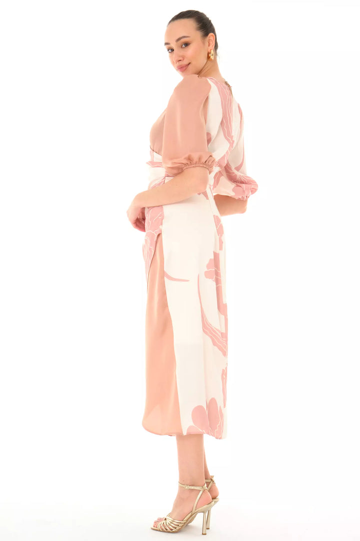 FRV Printed satin long sleeve midi dress - Mishawaka
