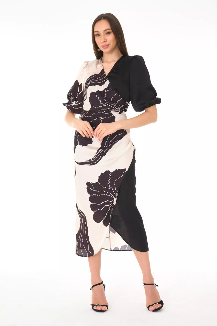 FRV Printed satin long sleeve midi dress - Oshkosh