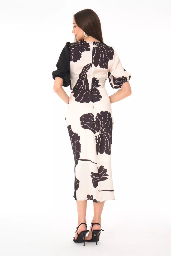 FRV Printed satin long sleeve midi dress - Oshkosh
