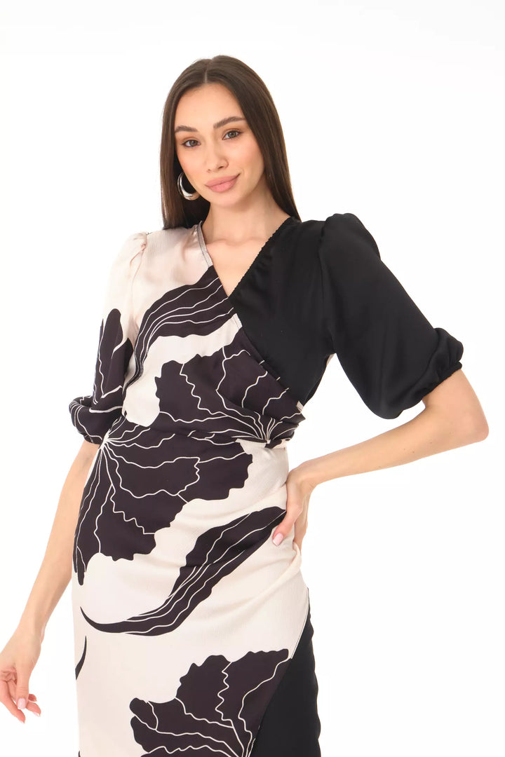 FRV Printed satin long sleeve midi dress - Oshkosh