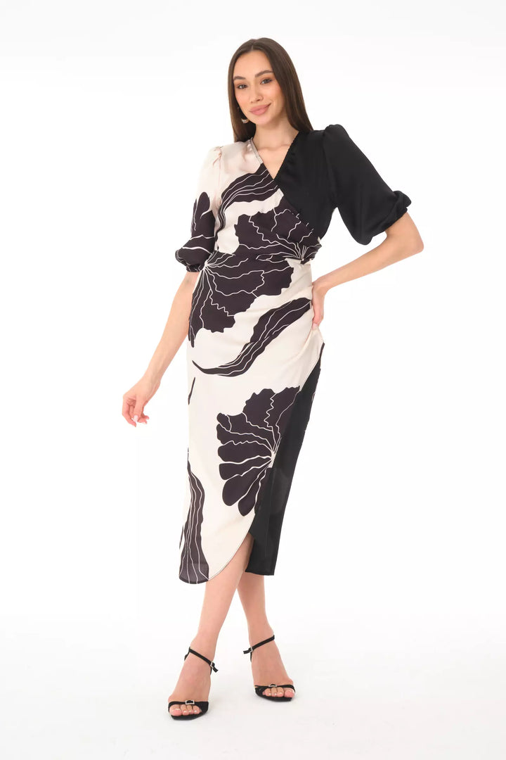 FRV Printed satin long sleeve midi dress - Oshkosh