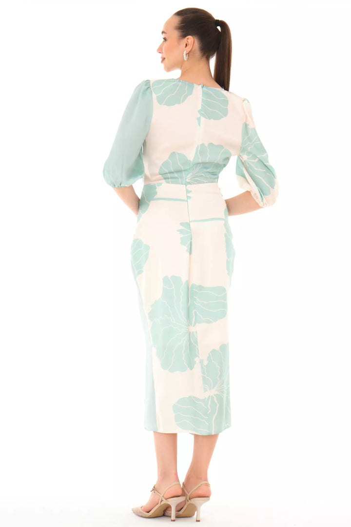 FRV Printed satin long sleeve midi dress - Vienna