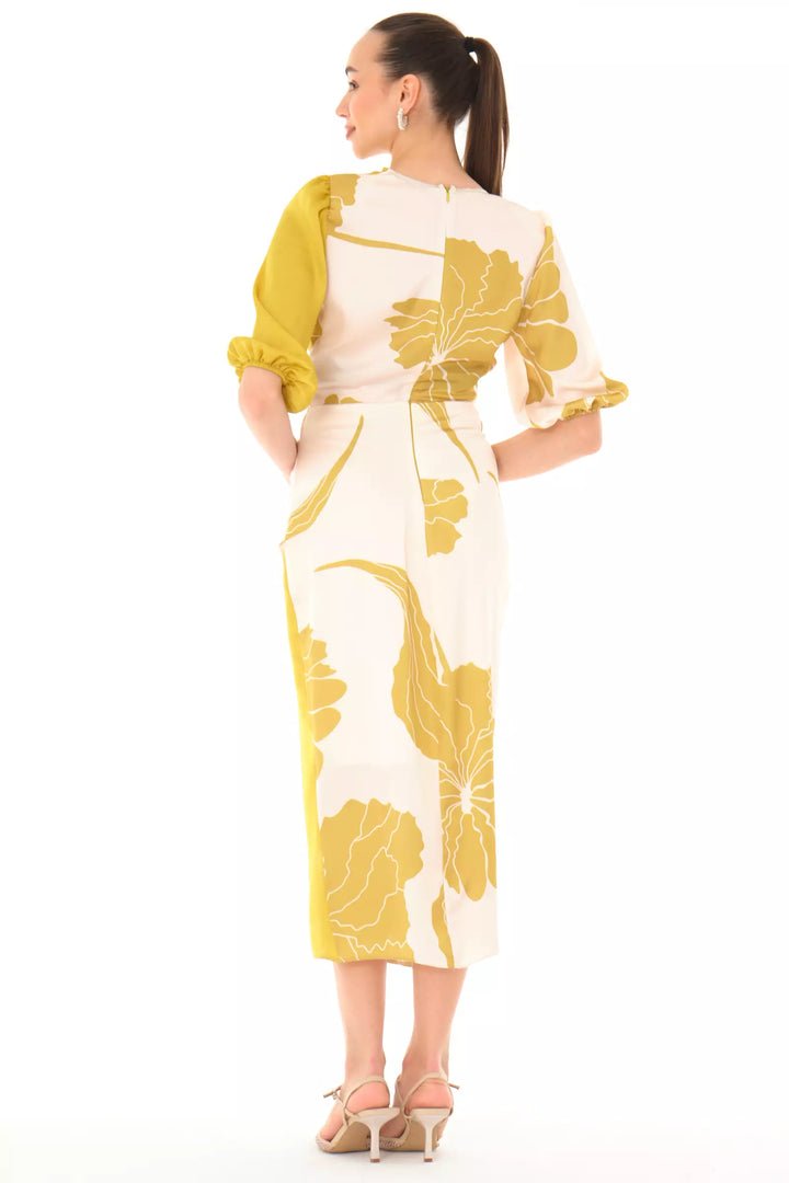 FRV Printed satin long sleeve midi dress - Liège