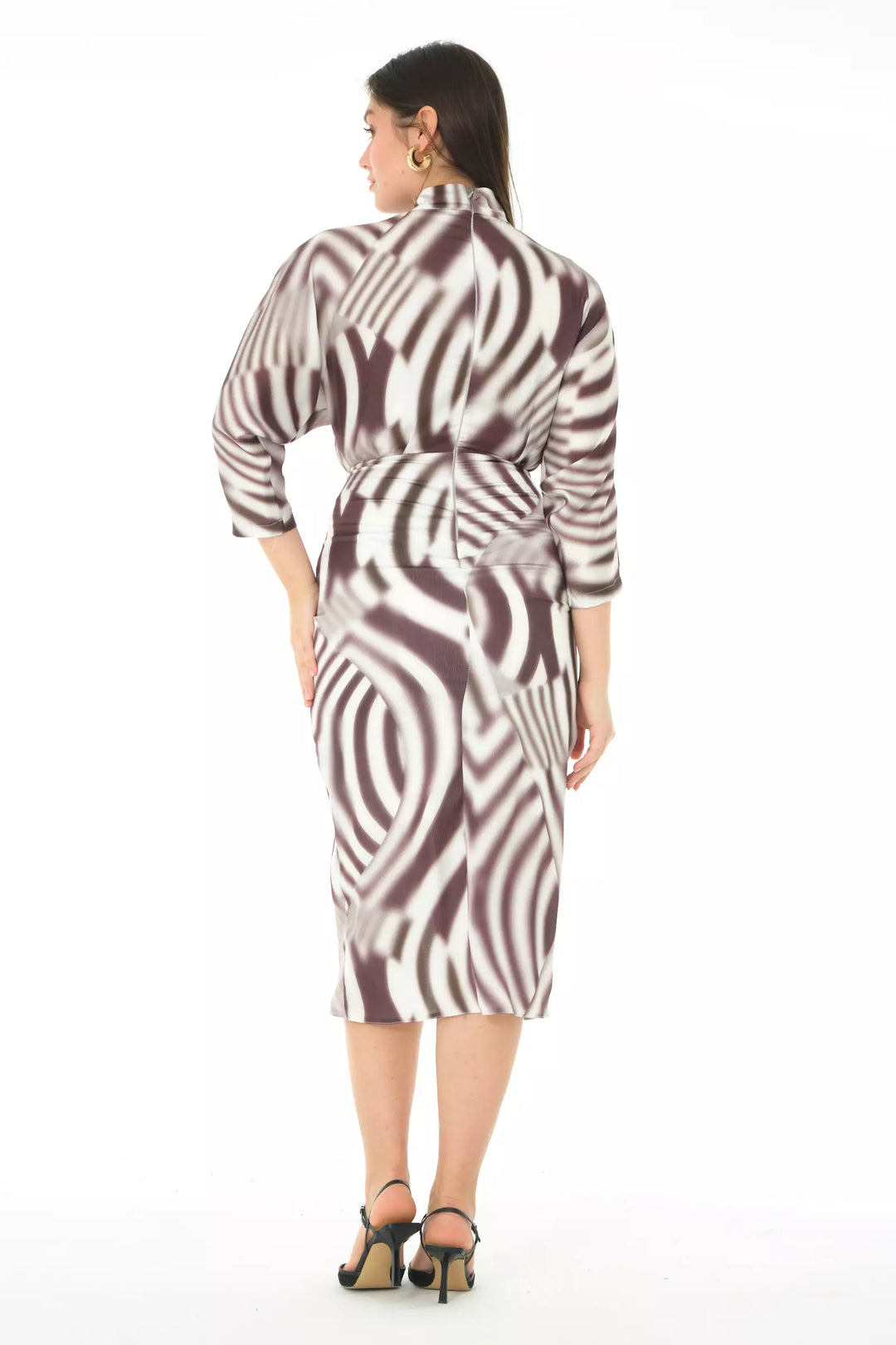 FRV Printed satin long sleeve midi dress - Bari