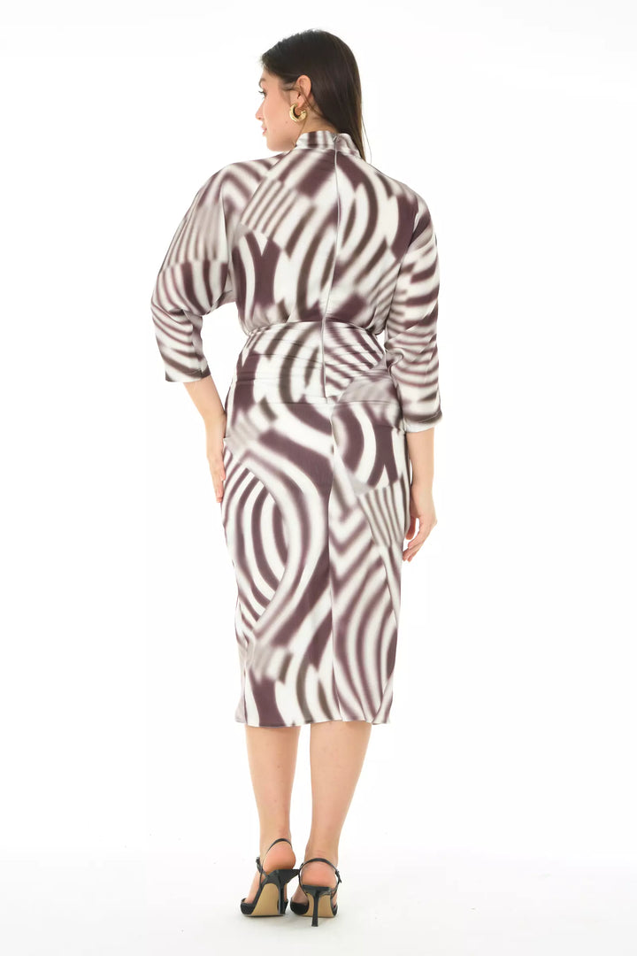 FRV Printed satin long sleeve midi dress - Bari