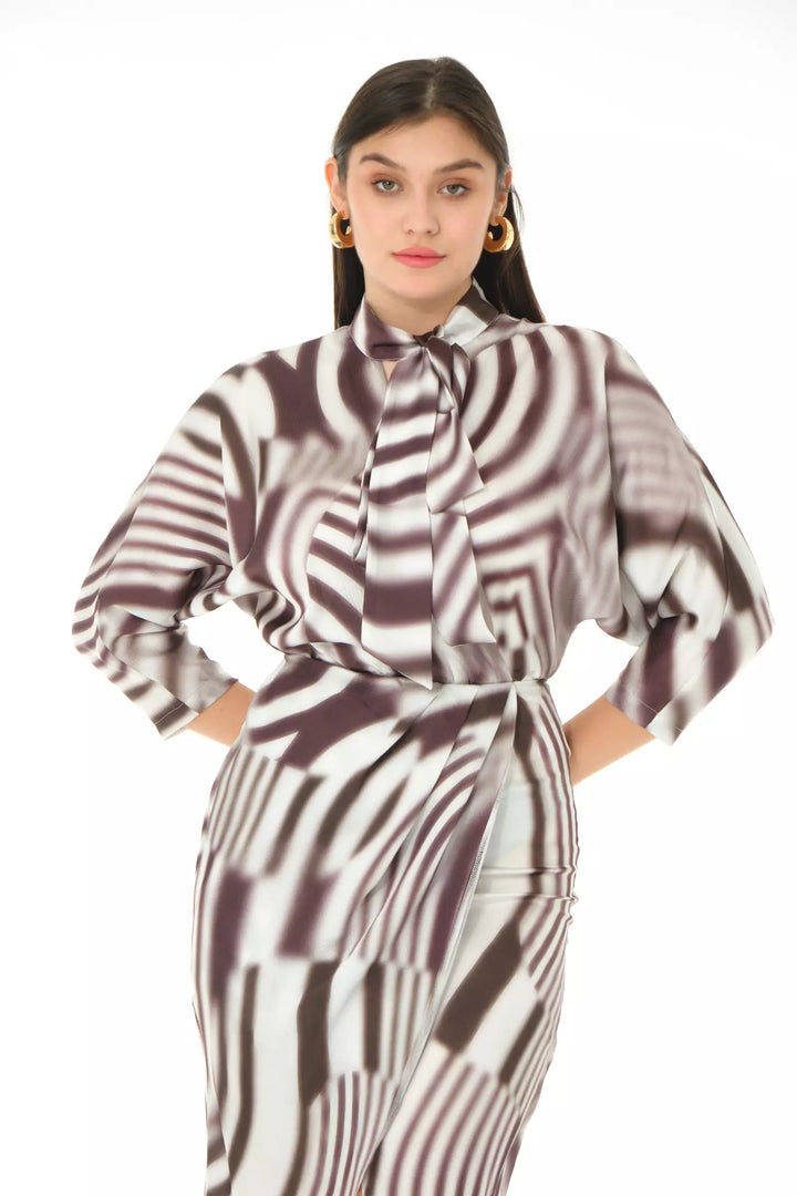 FRV Printed satin long sleeve midi dress - Bari