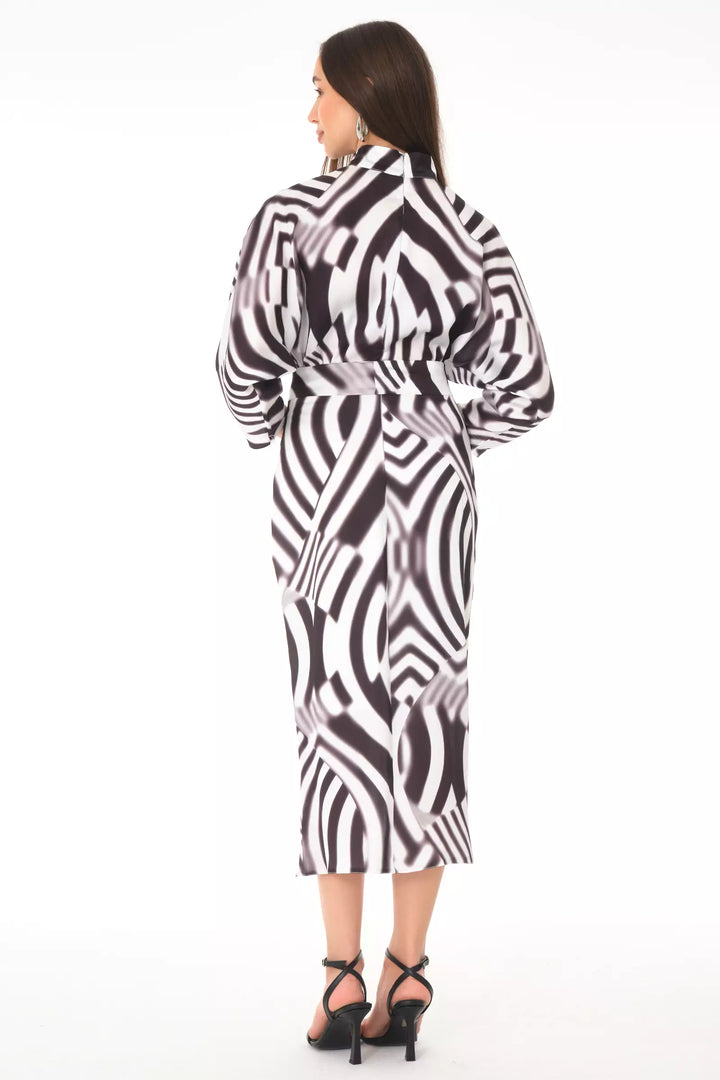 FRV Printed satin long sleeve midi dress - Saint Albans