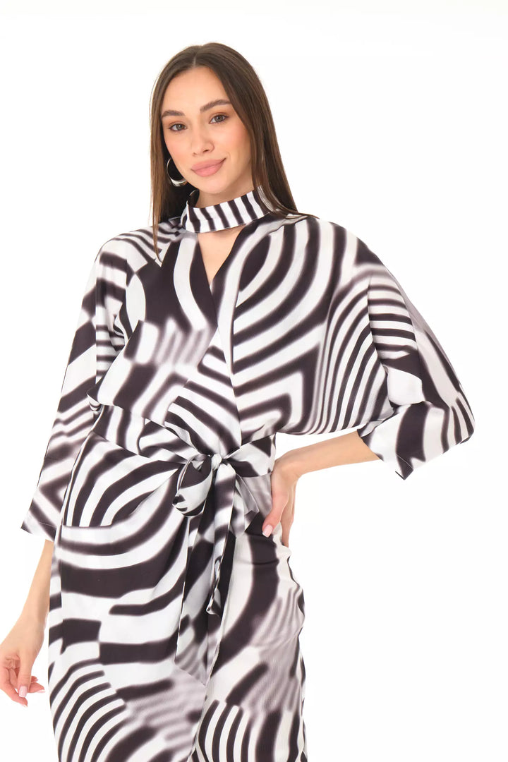 FRV Printed satin long sleeve midi dress - Saint Albans