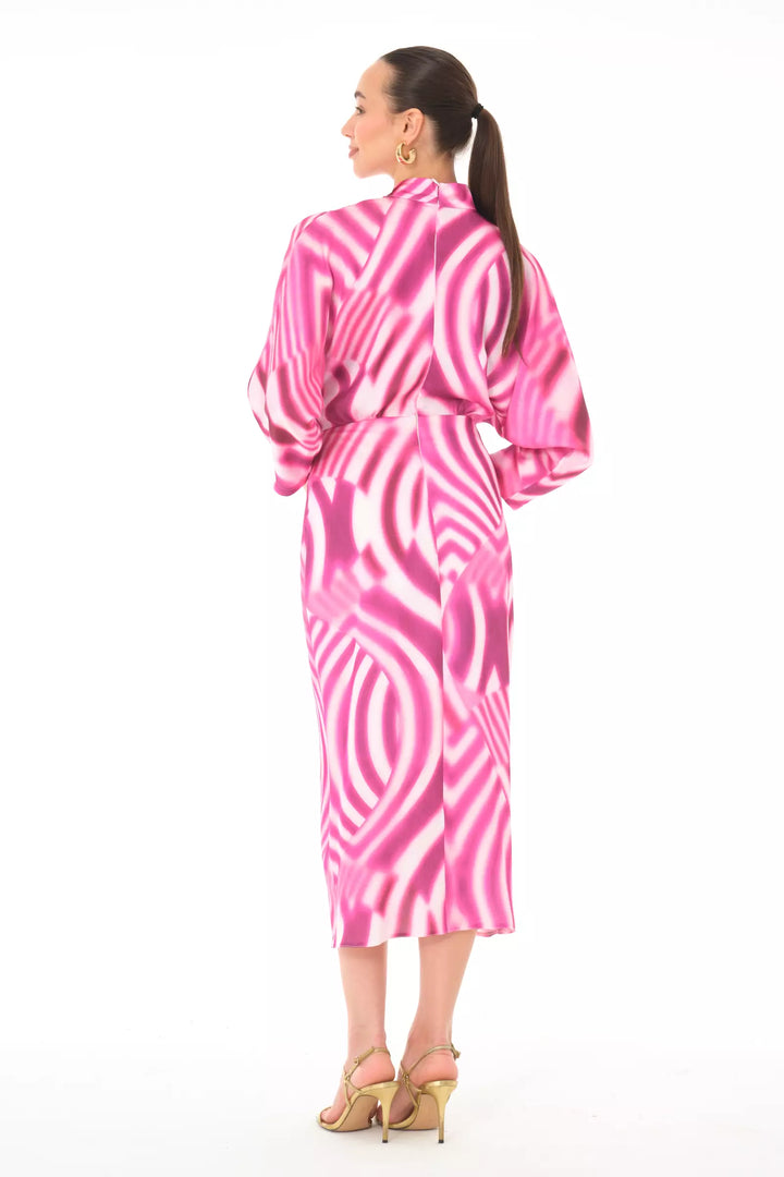 FRV Printed satin long sleeve midi dress - Lombard