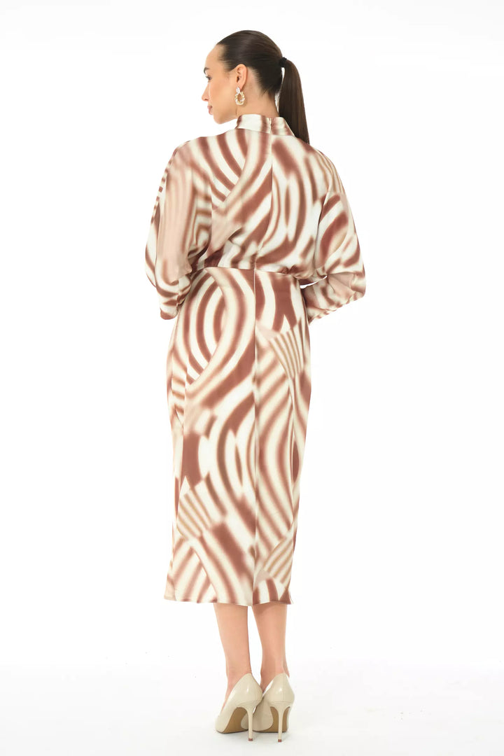 FRV Printed satin long sleeve midi dress - Ixtlahuacán de los Membrillos