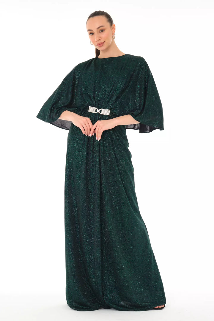 FRV Green silvery short sleeve maxi dress - Huntsville