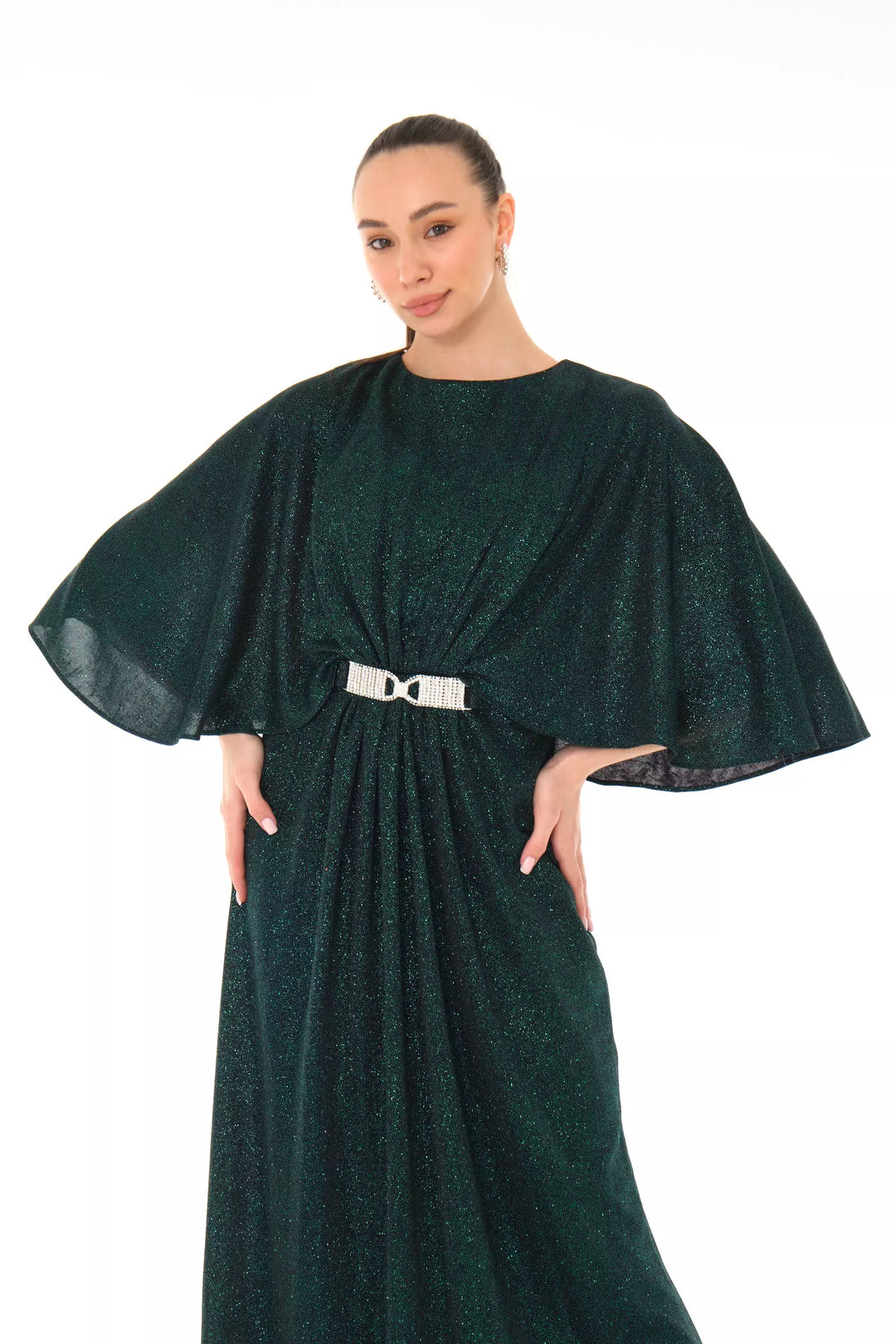 FRV Green silvery short sleeve maxi dress - Huntsville