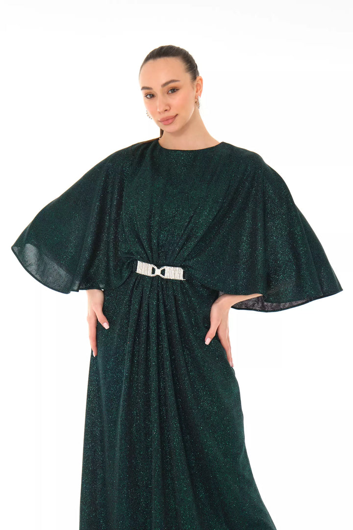 FRV Green silvery short sleeve maxi dress - Huntsville