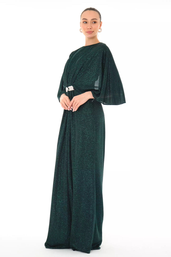 FRV Green silvery short sleeve maxi dress - Huntsville