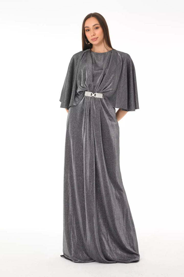 FRV Silver silvery short sleeve maxi dress - Zaandam