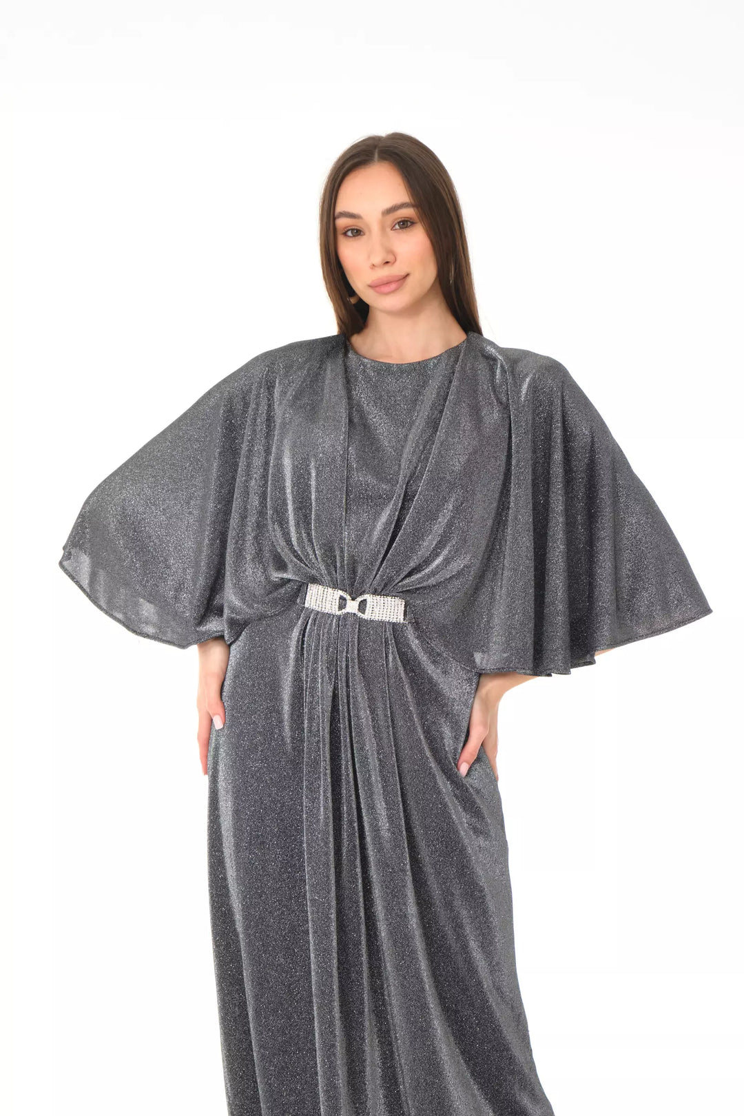 FRV Silver silvery short sleeve maxi dress - Zaandam