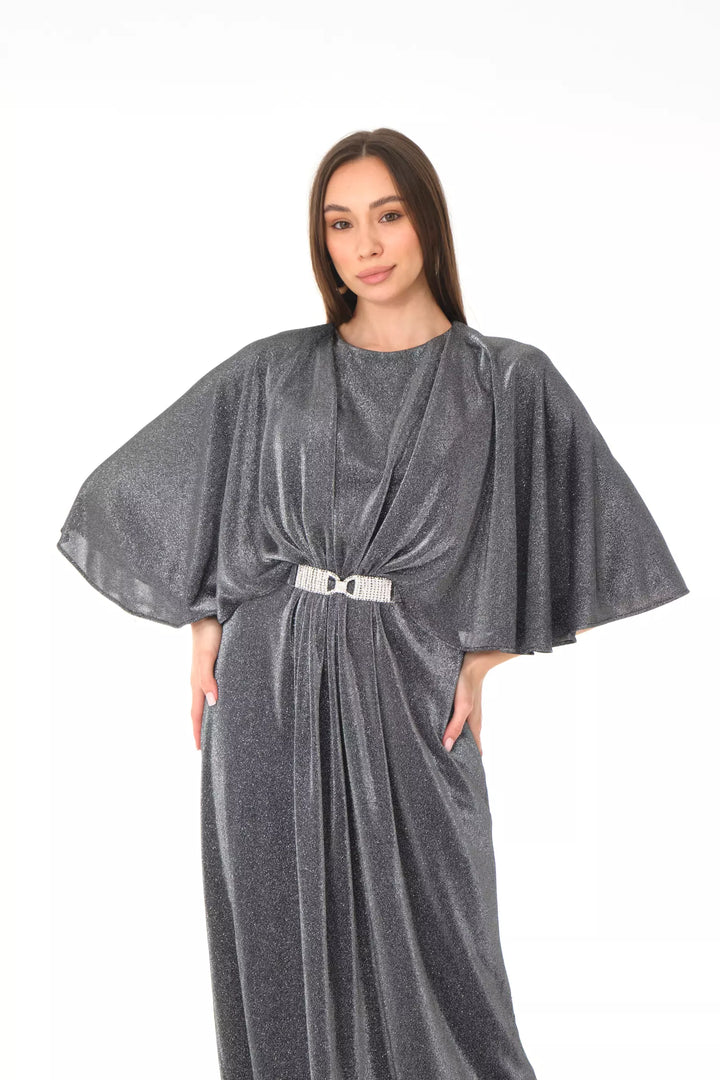 FRV Silver silvery short sleeve maxi dress - Zaandam