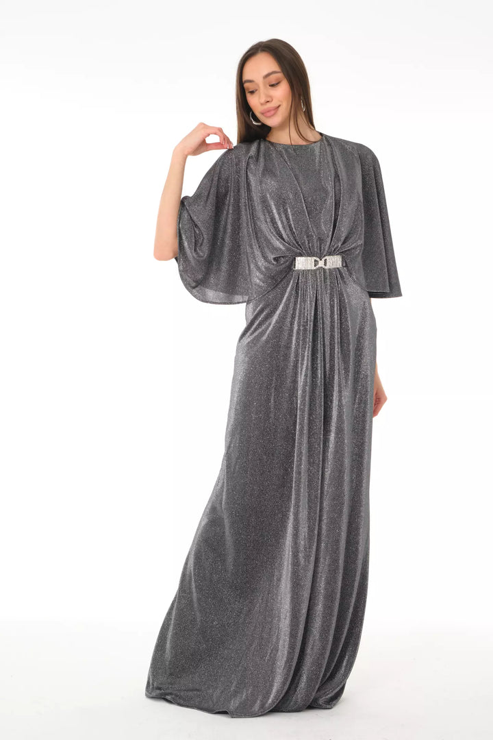 FRV Silver silvery short sleeve maxi dress - Zaandam