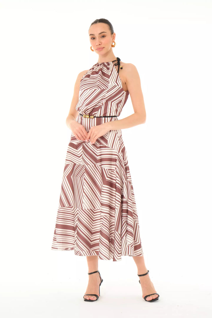FRV Printed satin sleeveless midi dress - Camargo