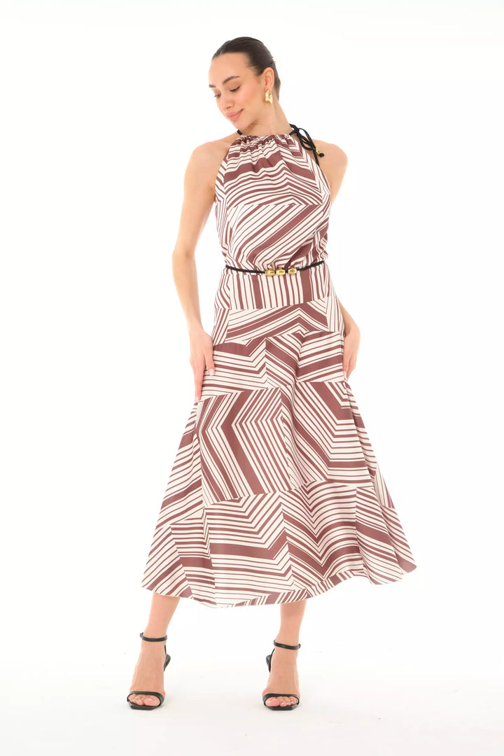 FRV Printed satin sleeveless midi dress - Camargo