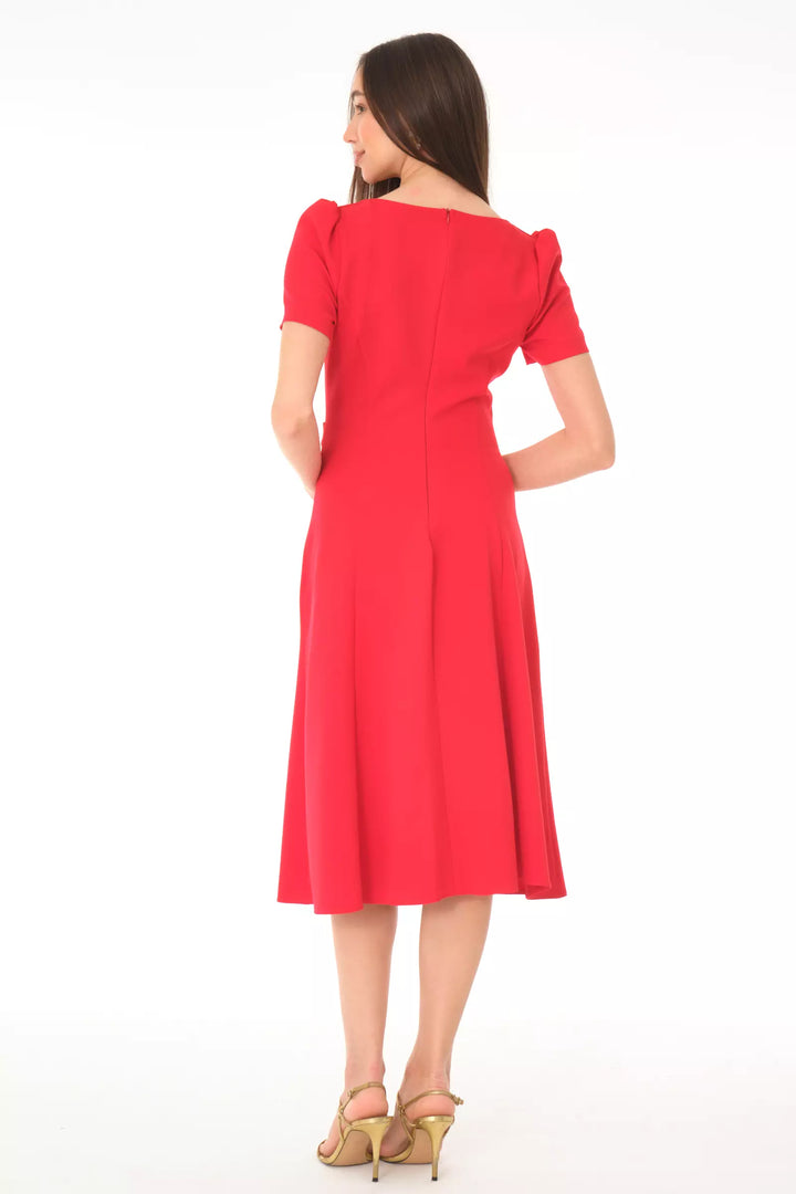 FRV Red crepe short sleeve midi dress - Orizaba