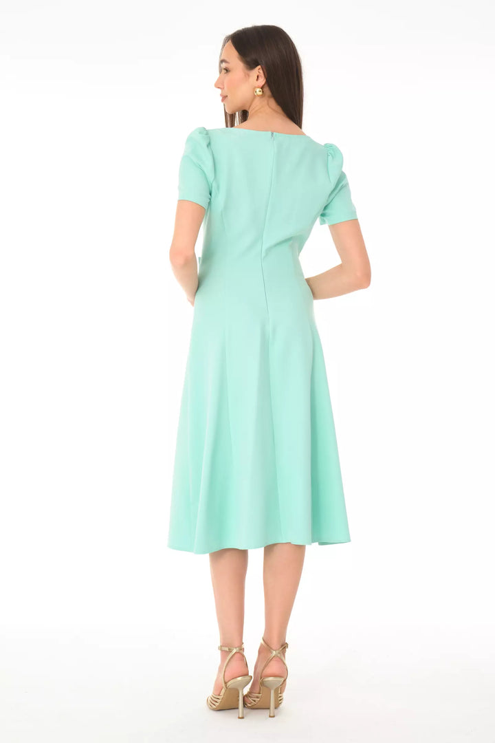 FRV Mint green crepe short sleeve midi dress - Piacenza