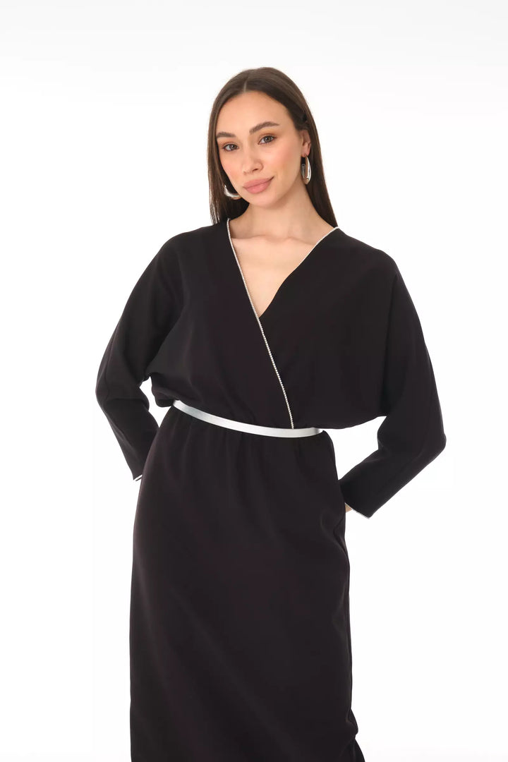 FRV Black crepe long sleeve midi dress - El Dorado Hills