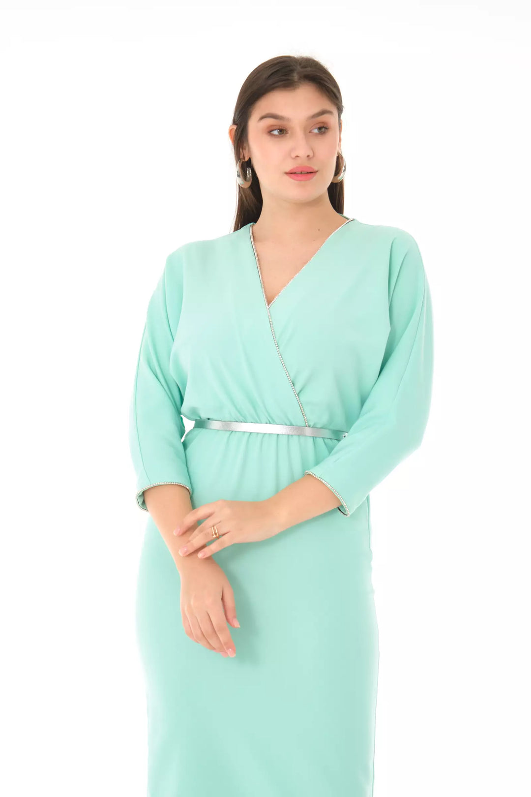 FRV Mint green crepe long sleeve midi dress - Catalina Foothills