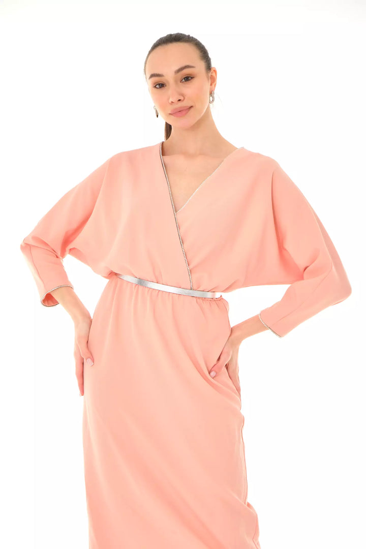 FRV Light pink crepe long sleeve midi dress - Hoboken