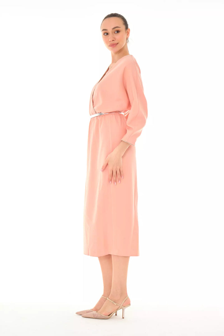 FRV Light pink crepe long sleeve midi dress - Hoboken