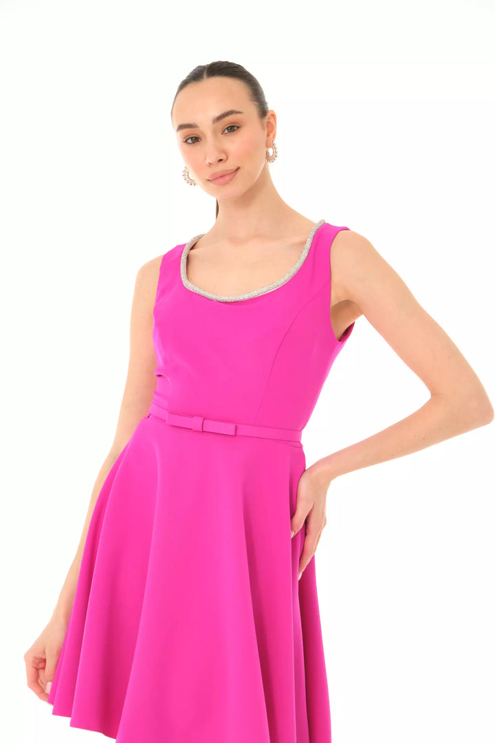 FRV Fuchsia crepe sleeveless mini dress - Nanterre