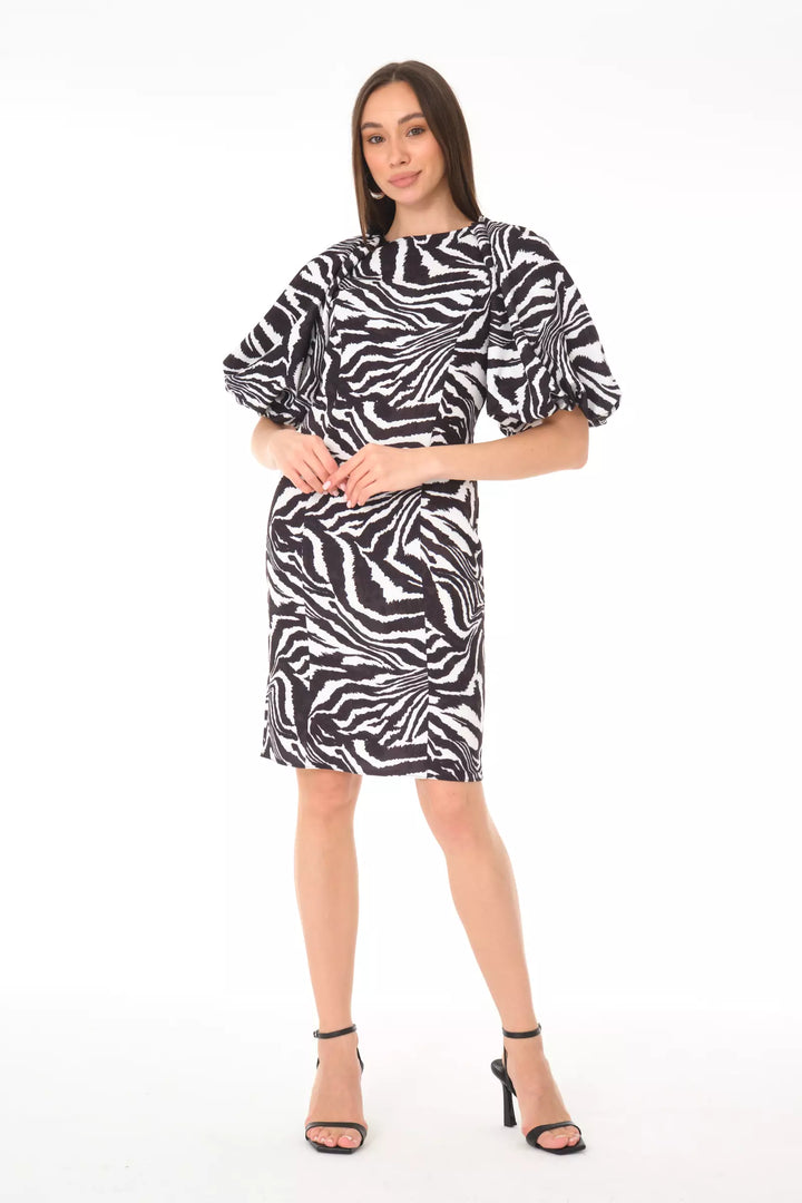 FRV Printed crepe short sleeve midi dress - Tangancícuaro de Arista