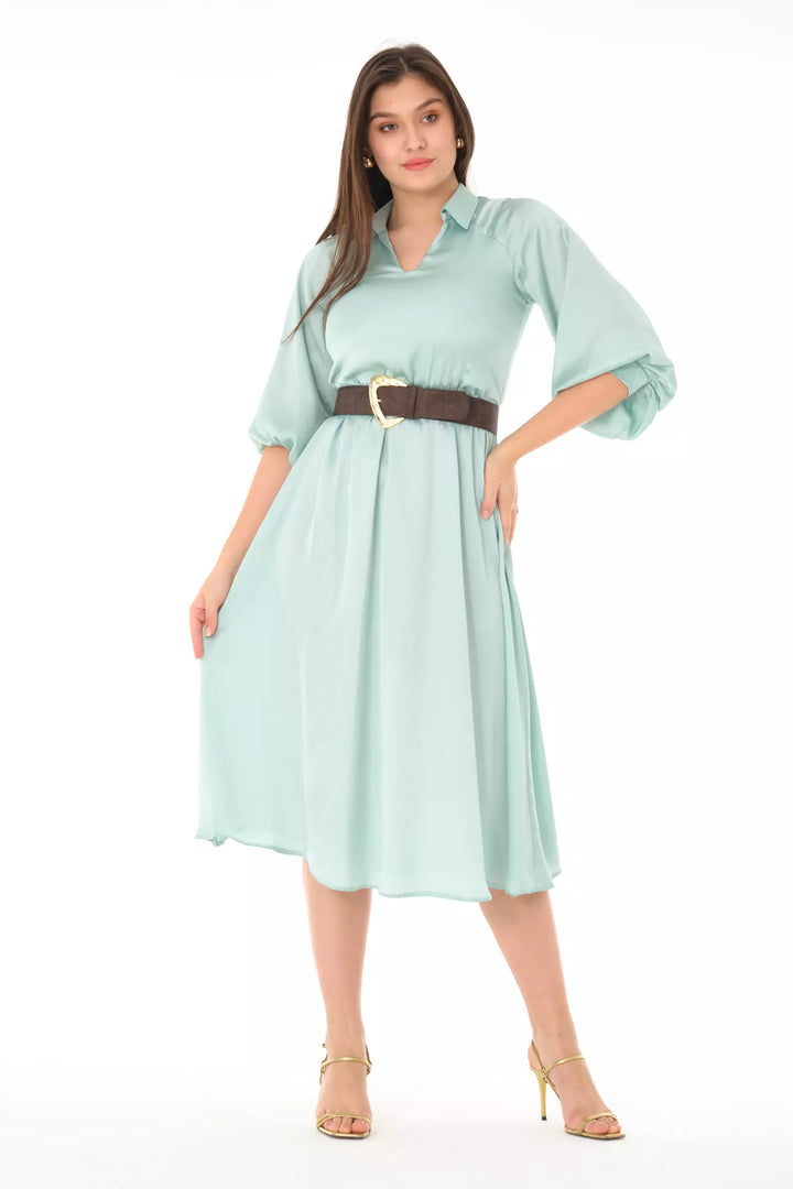FRV Mint green satin long sleeve midi dress - Owings Mills