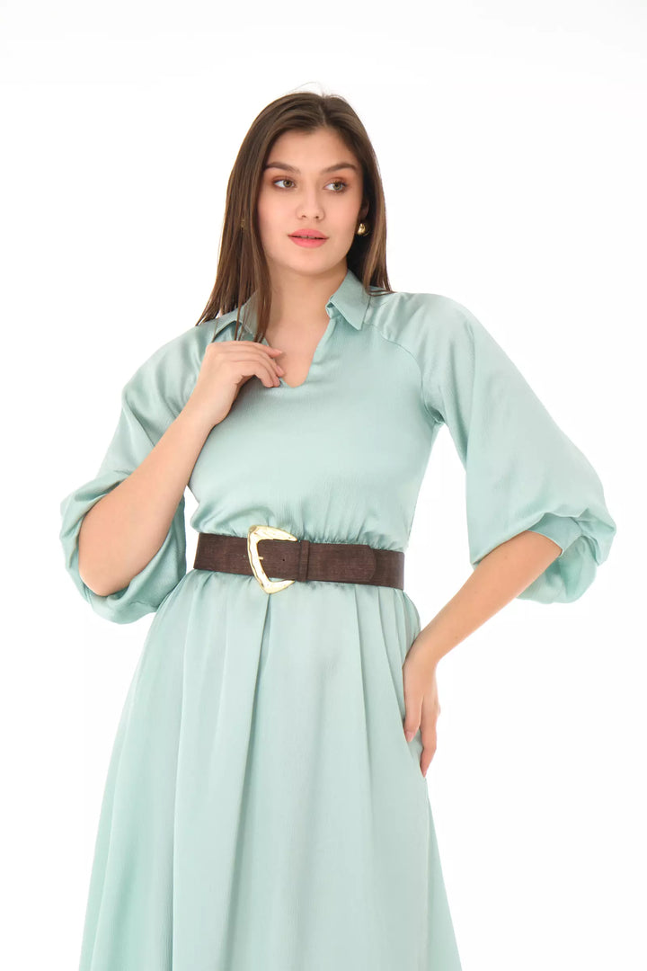 FRV Mint green satin long sleeve midi dress - Owings Mills