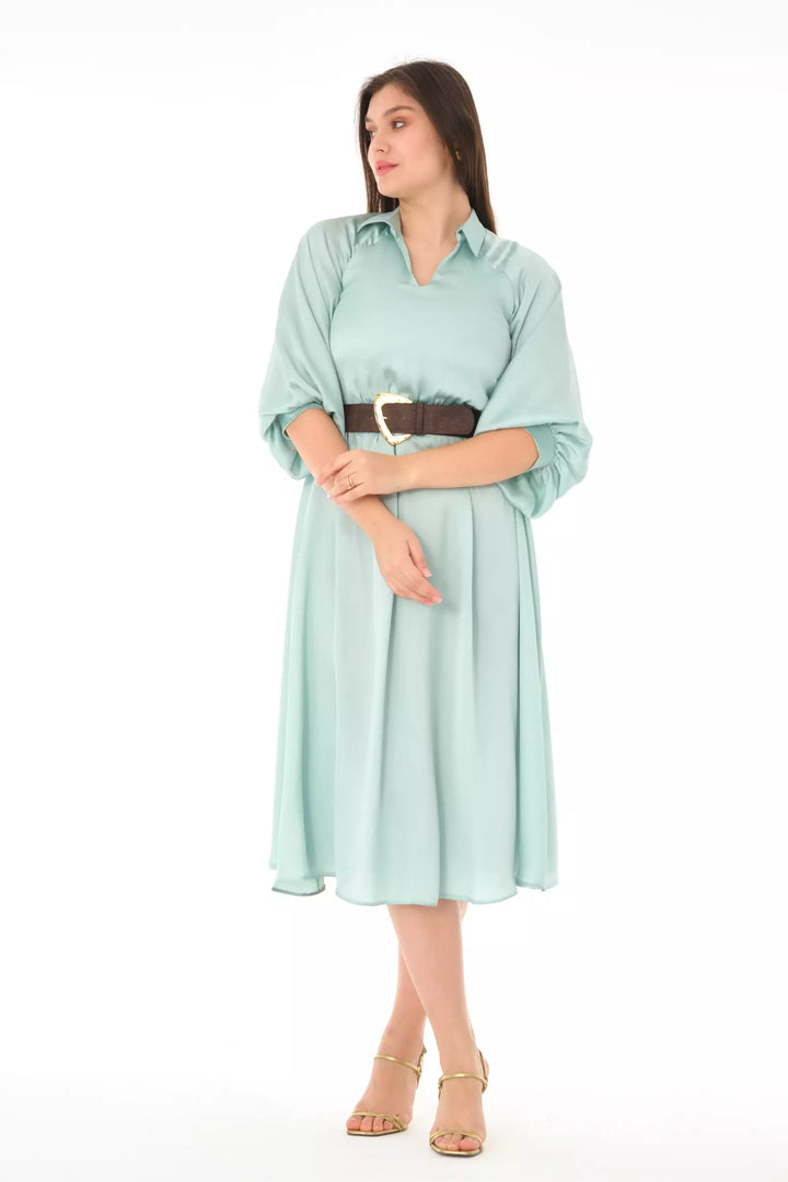 FRV Mint green satin long sleeve midi dress - Owings Mills