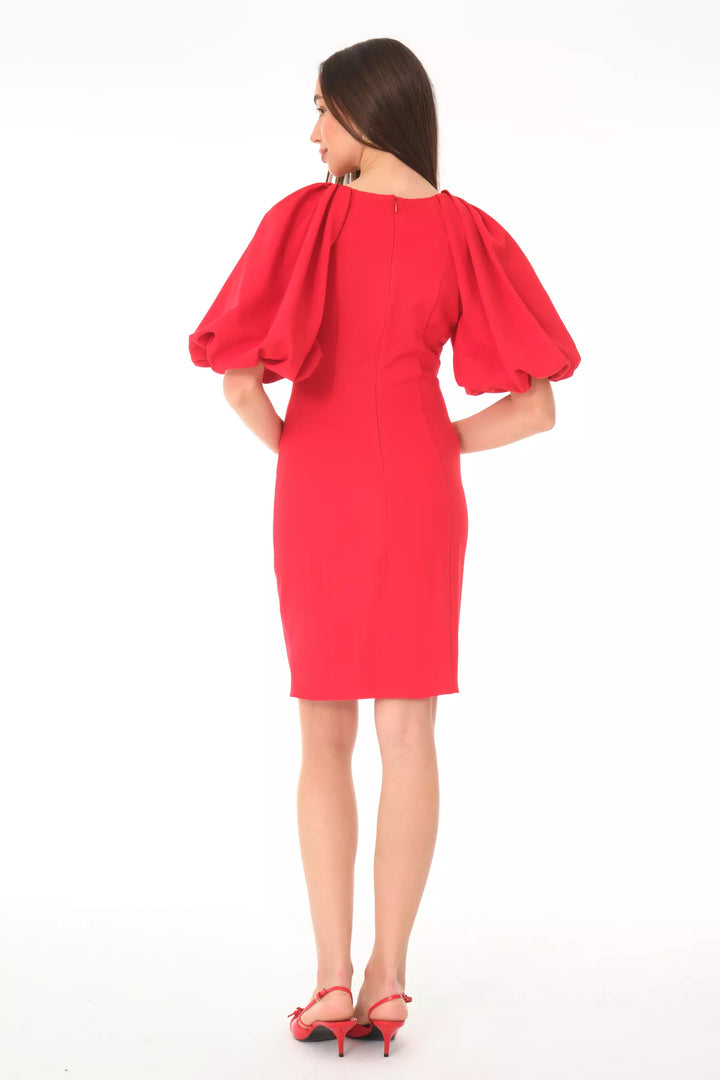 FRV Red crepe short sleeve midi dress - Elmhurst