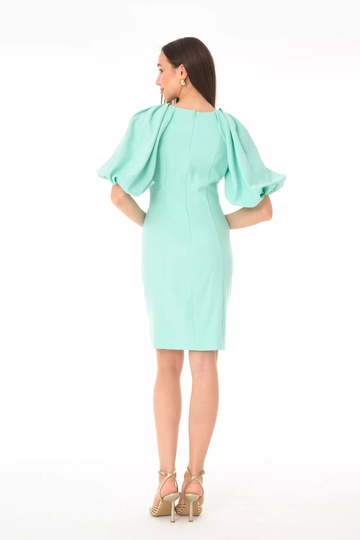 FRV Mint green crepe short sleeve midi dress - Orange