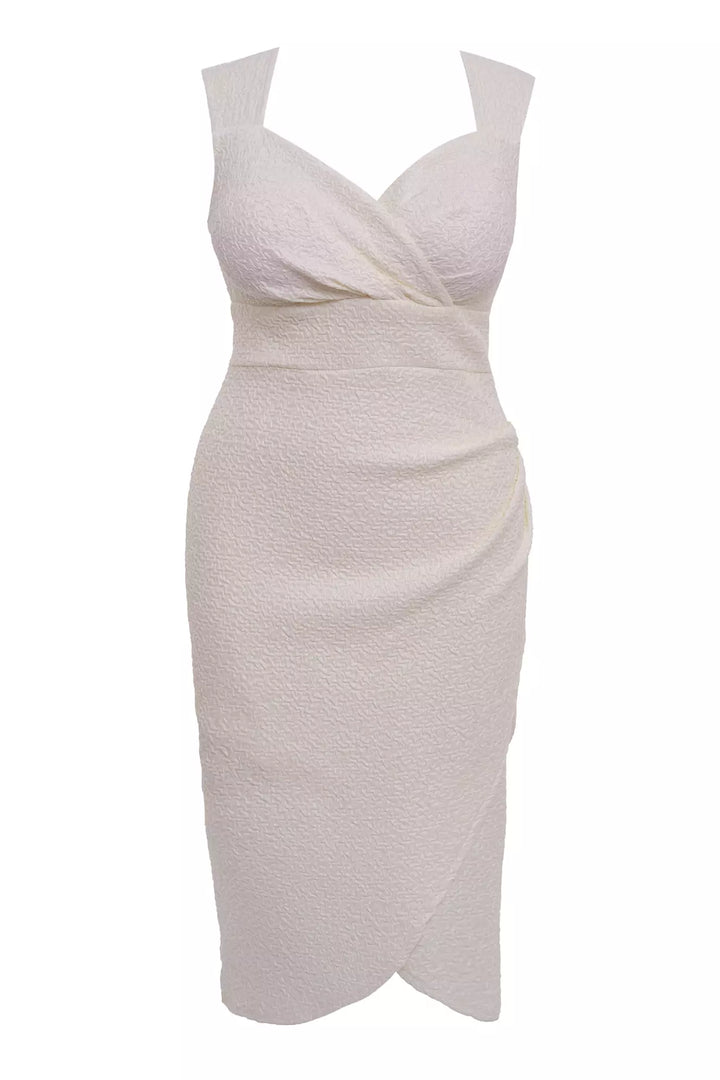 FRV White plus size jakar sleeveless midi dress - Lakewood