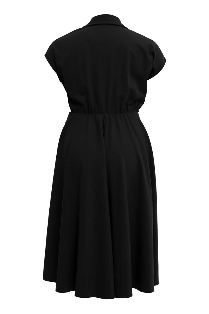 FRV Black plus size crepe sleeveless midi dress - Commack