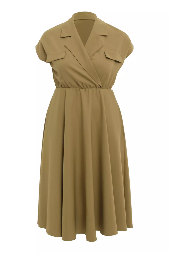 FRV Peanut green plus size crepe sleeveless midi dress - Guimarães