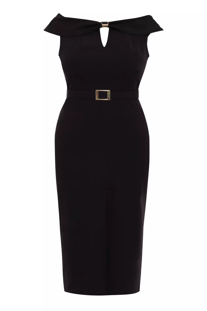 FRV Black plus size crepe sleeveless midi dress - Auburn