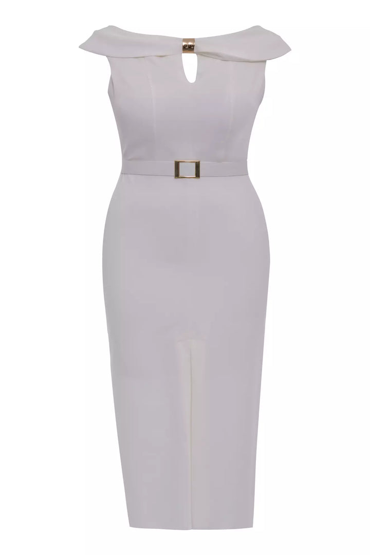 FRV White plus size crepe sleeveless midi dress - Wyoming