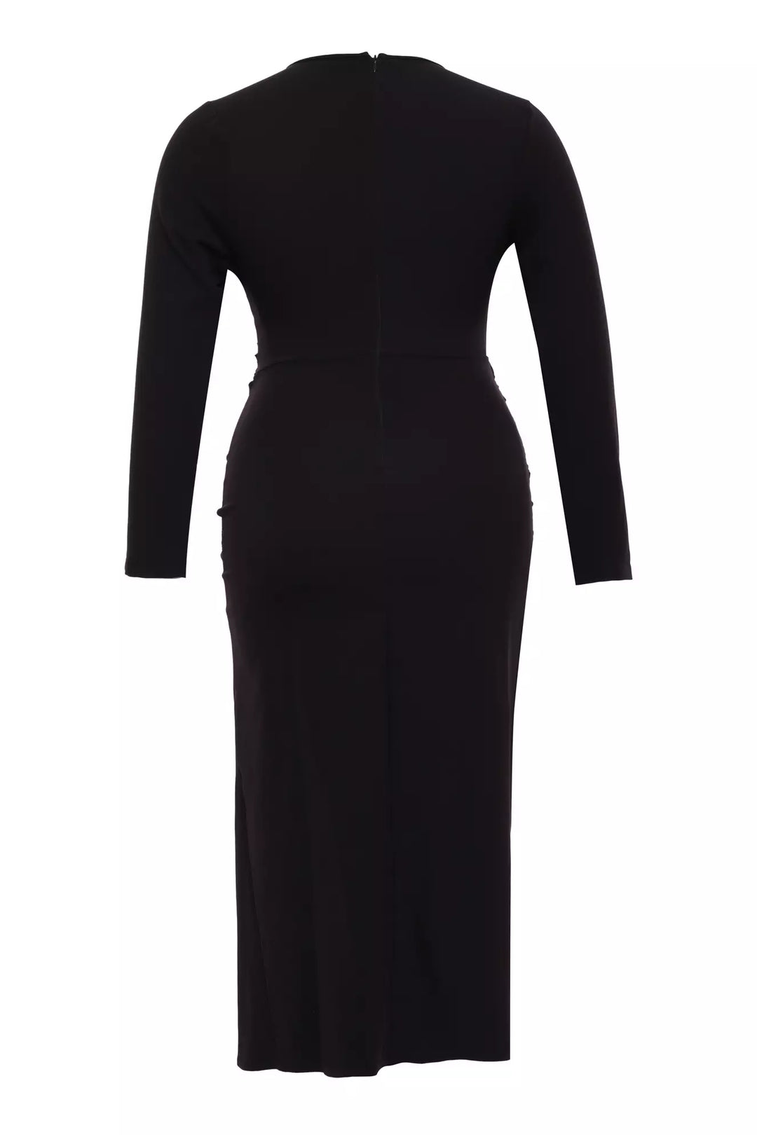 FRV Black plus size crepe long sleeve midi dress - Sunbury