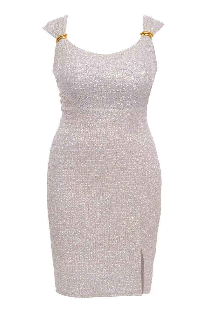 FRV Beige plus size jakar sleeveless midi dress - Carpi