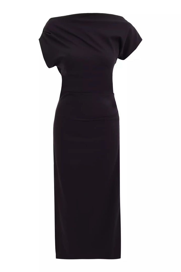 FRV Black crepe sleeveless midi dress - Savannah