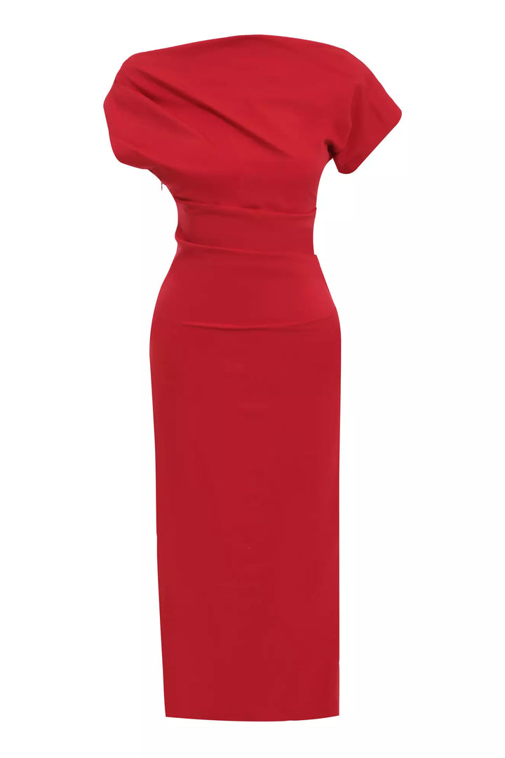 FRV Red crepe sleeveless midi dress - Rocklin