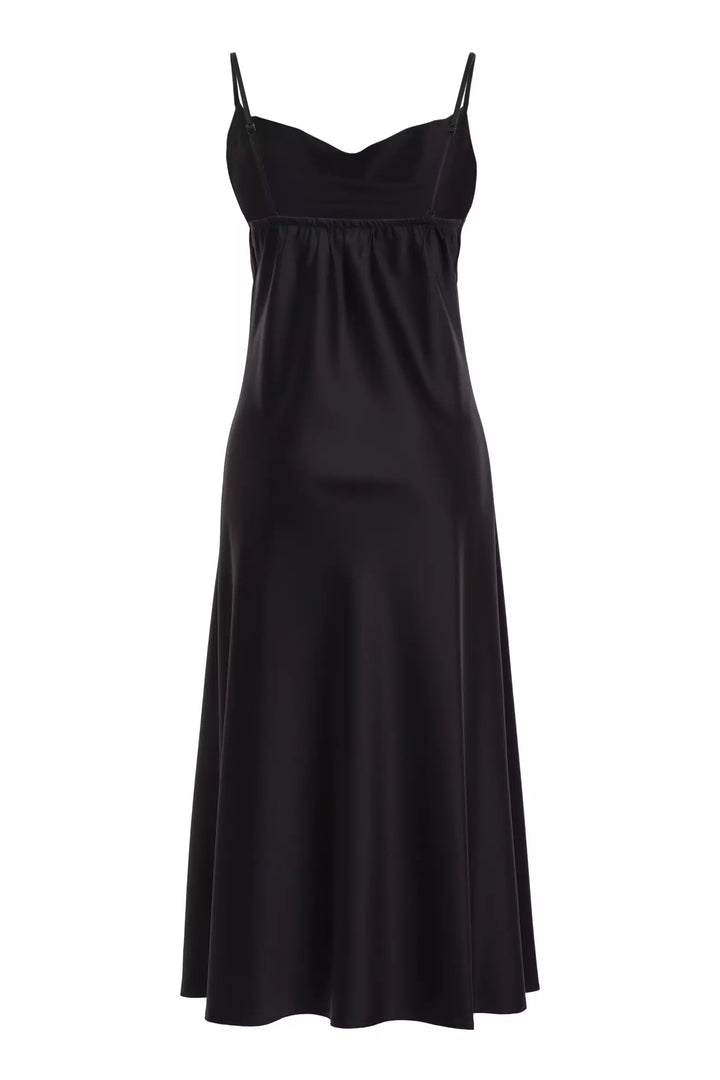 FRV Black satin sleeveless midi dress - Rockhampton