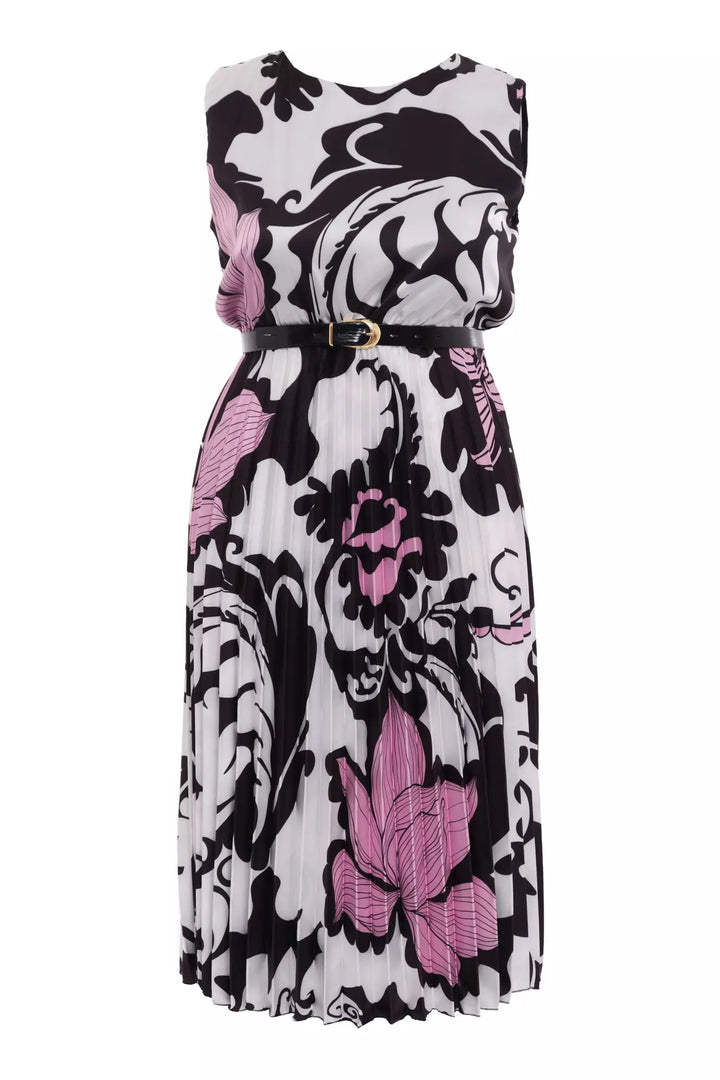 FRV Printed plus size satin sleeveless midi dress - Santurce-Antiguo
